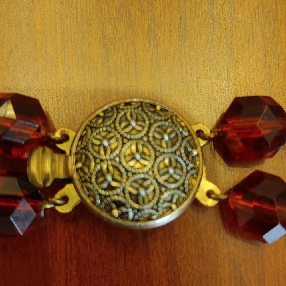 Versatile Gold Tone And Sim Ruby Red Beaded Neckl… - image 6